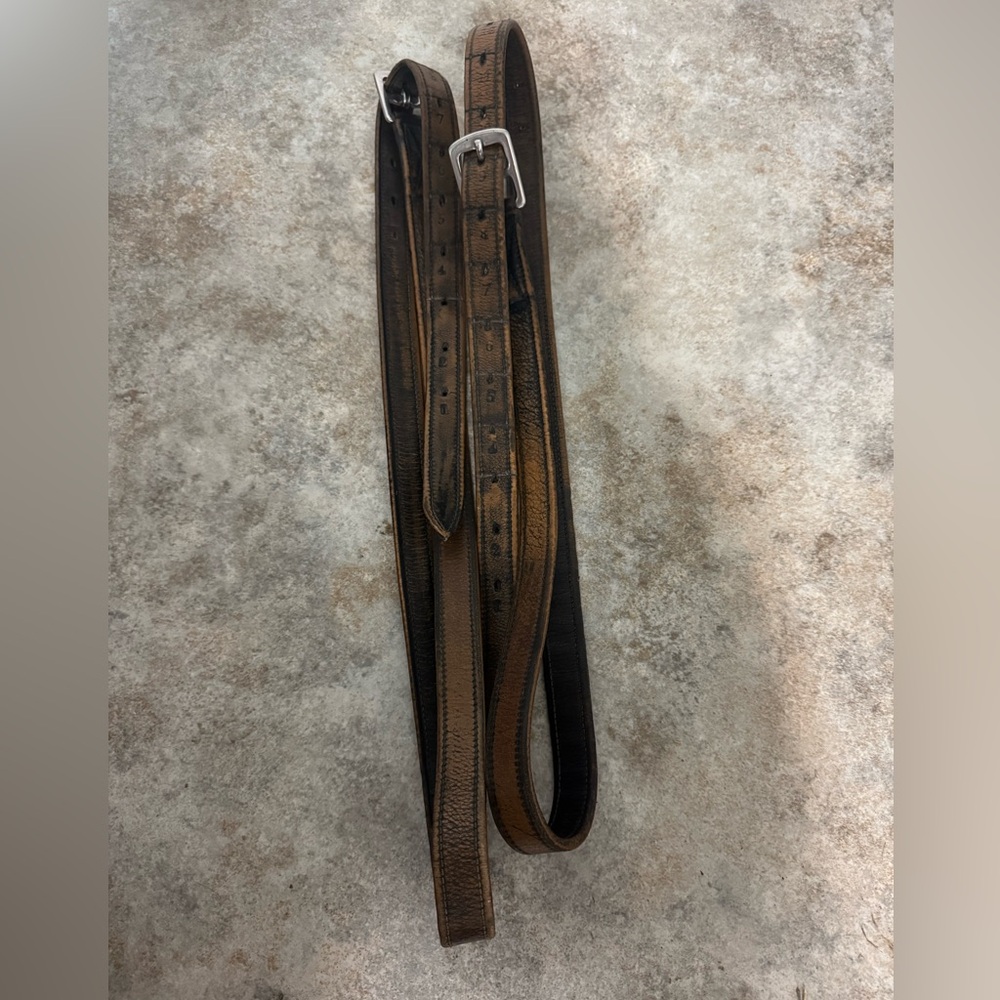 Brown leather stirrup leathers equestrian